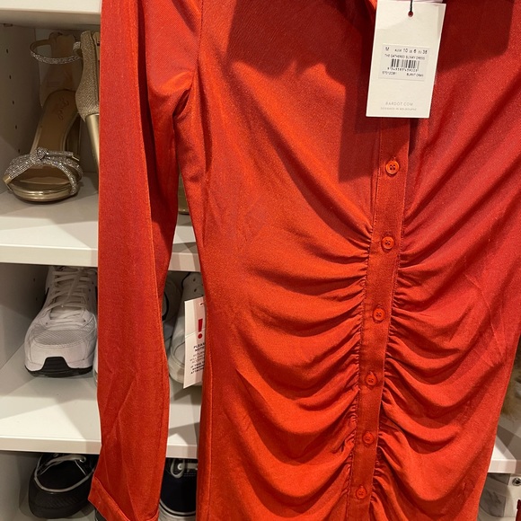 BNWT Bardot The Bunched Long Sleeve Burnt Orange Dress - Picture 3 of 6